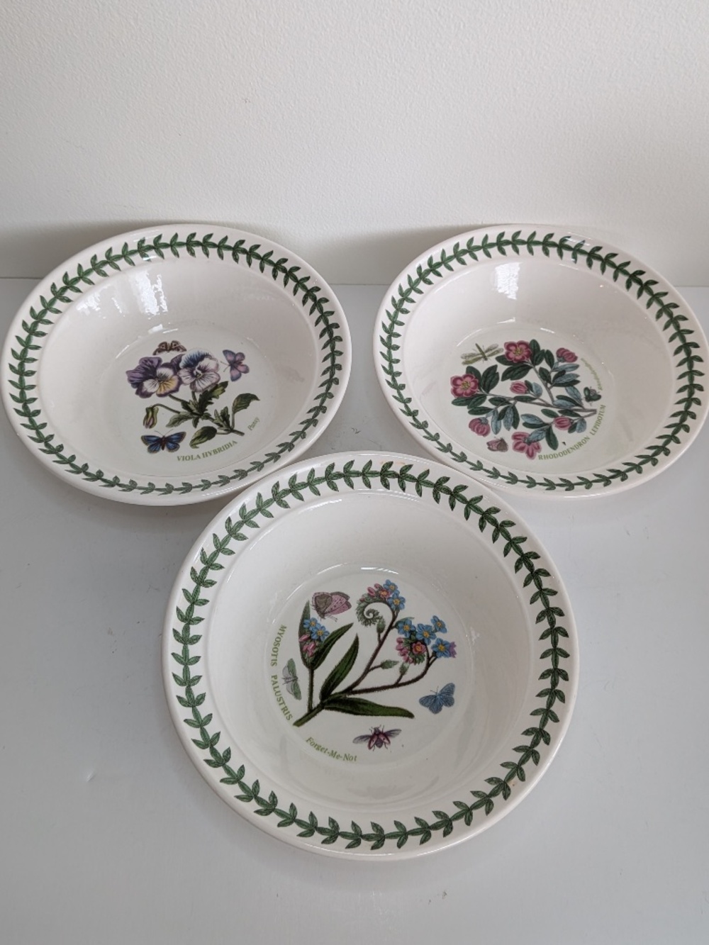 Vintage Portmeirion The Botanic Garden rimmed cereal bowls England, set of 3